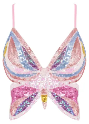 Produktbild von Mocure, glitzerndes Pailletten-Bauchfreies Damen-Top mit Schmetterlingsmuster, t