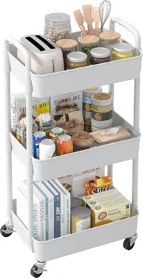 Produktbild von Famanu Aufbewahrungswagen - Platzsparend - Drei Etagen - 76 cm - Weiß