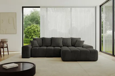 Produktbild von ALTDECOR Ecksofa mit Schlaffunktion und Bettkasten ENSI-L - 267x164x69 cm Schwarz - Corner Sofa Bett Eckcouch Couch L-Form Schlafcouch Ausziehbar Wohnlandschaft Schlafsofa Couchsofa
