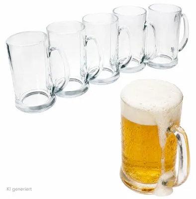 Zdjęcie produktu dla 6 sztuk kufli do piwa Viva o pojemności 0,5 l z uchwytem, kufle do piwa 500 ml, szklane kufle Seidel