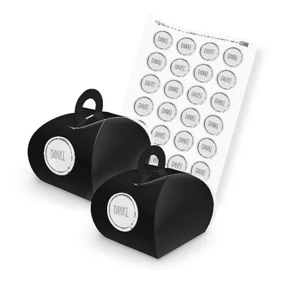 Produktbild von itenga SET Danke Stempeldesign Grau unlackiert (Motiv 83) 24x Geschenkschachtel
