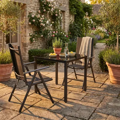 Produktbild von VCM 3 tlg. Gartenmöbel Set | Sitzgruppe Essgruppe | 1xTisch, 2x Stühle | Tisch Maße ca. H. 76 x B. 80 x T. 80 cm | Stühle 80 SW Miami