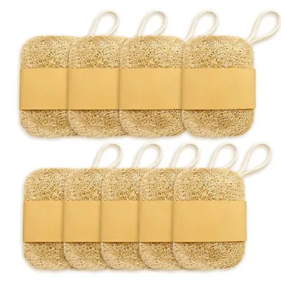 9er-Set natürliche Luffa-Schwämme mit Seifenschale, 7×10 cm