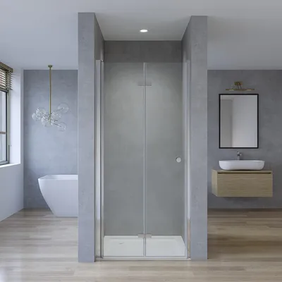 Produktbild von AQUALAVOS Duschtür Nischenduschtür 100x187 cm Falttür Rahmenlos, ESG Sicherheitsglas 5 mm, Duschabtrennung faltbar, Glastür für Duschnische