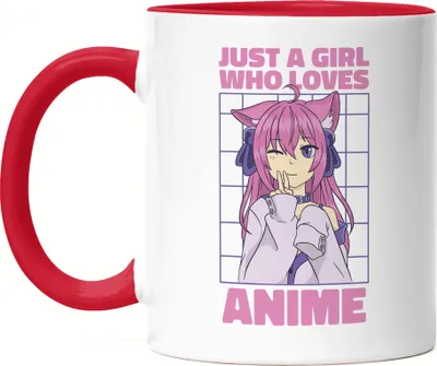 Produktbild von Just A Girl Who Loves Anime Tasse Rot Otaku Baka Manga Comic Geschenkidee Fans