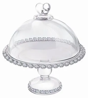 Image de Plateau avec cloche Love en verre 19,5 cm