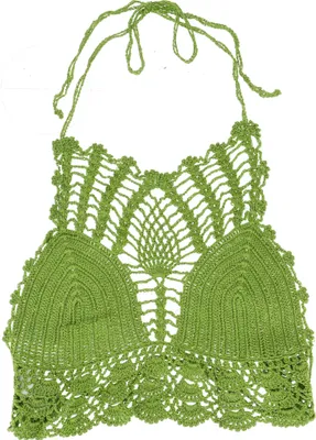 Produktbild von Häkeltop, Bikinitop, Strandtop - Olivegrün, Damen, Baumwolle, Tops & T-Shirts