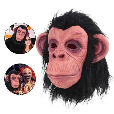 Produktbild von Gorilla Maske, Schimpanse Realistische Vollkopf Latexmaske, Affe Kostüm Tier Kopfbedeckung Schimpansen-Kopfbedeckung Affen-Tiermaske für Halloween