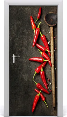 Produktbild von Tulup Türaufkleber 95x205 cm Dekorative Aufkleber Selbstklebend Wasserdichte Tapete Abnehmbar Schlafzimmer Wohnzimmer Wohnkultur - Chilischoten