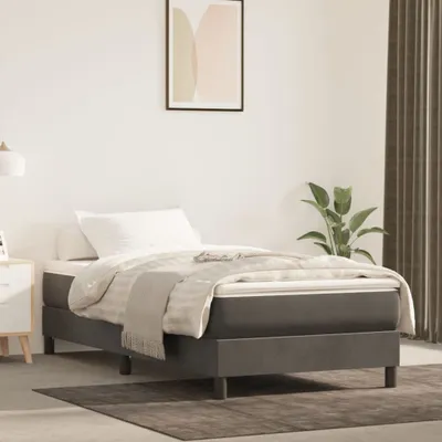 Zdjęcie produktu dla Łóżko Kontynentalne Z Materacem, Ciemnoszary Aksamit, 90X200 Cm Lumarko!