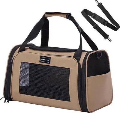 Obrázek produktu pro Rozšiřitelná fleecová podložka pro tašku na kočku - bezpečnostní vodítko - domácí zvířata do 12 kg - 44x265x27 cm - Khaki taška na kočku