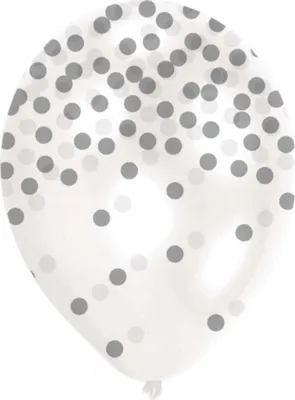 Zdjęcie produktu dla Amscan Amscan 9908419 – zestaw balonów z konfetti, 10 balonów lateksowych, rozmiar 27,5 cm / 11", przezroczyste-srebrne, na ślub, chrzciny, urodziny, sylwestra, dekoracje