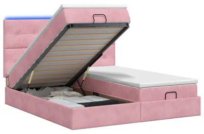 Obrázok produktu pre Postel s úložným priestorom a LED matracom, ružová, 160 x 200 cm, velúrová