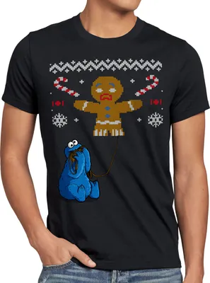 Produktbild von style3 Krümelmonster Ugly Sweater Herren T-Shirt kekse cookie fun ernie bert monster x-mas pulli