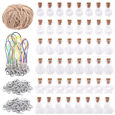 Immagine prodotto di Set di 119 bottiglie di vetro con tappi in sughero – Ideale per progetti fai-da-te e decorazioni