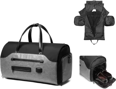Image de CarryQuest® - Sac de voyage - Sac de sport avec pochette pour chaussures, 52x33x26 cm, gris et noir