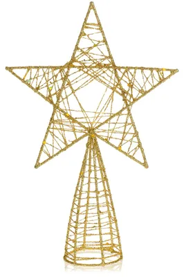Weihnachtsstern aus Metall mit Glitzer, Gold, 14x21 cm, Stehstern