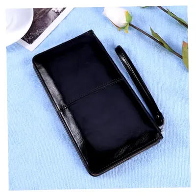Produktbild von Damenbörse mit Reißverschluss und Handyfach, geräumige Clutch in Schwarz