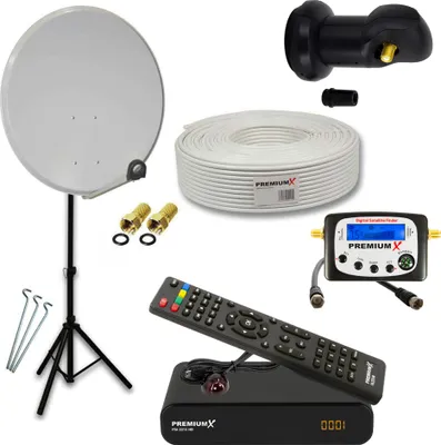 Produktbild von PremiumX Camping SAT Anlage 45cm Antenne LNB Kabel Stativ Receiver SatFinder