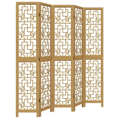 Immagine prodotto di Divisorio Ambienti 5 Pannelli Marrone Legno Massello Paulownia