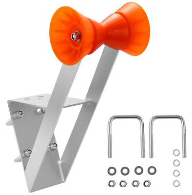 Immagine prodotto di VEVOR sedile per rimorchio barca con rullo, palo per verricello da 50,8-76,2 mm, supporto per verricello con rullo in TPU arancione e bullone a U, adatto per jet ski, barca a vela, barca da pesca, motoscafo (zincato), argento