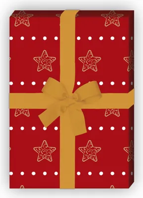 Produktbild von Schönes Streifen Weihnachtspapier mit Ornament Sternen, rot, 32 x 48cm - G9874, 32 x 48cm