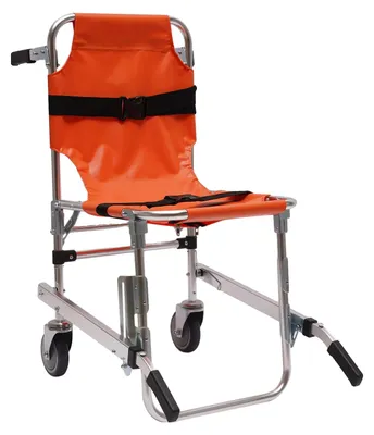 Immagine prodotto di Sedia a rotelle per scale, realizzata in lega di alluminio, dal design leggero e facile da trasportare, colore arancione