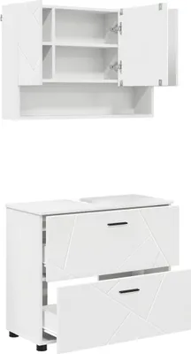 Zdjęcie produktu dla vidaXL Zestaw mebli do łazienki, 2 sztuki, biały, 76,5 x 35 x 64 cm