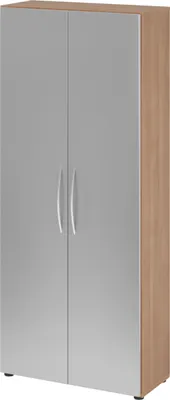 Produktbild von bümö basic Aktenschrank - 5 Ordnerhöhen - Nachbildung: Nussbaum/Silber