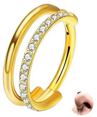 Productafbeelding van G23 Titan spiercing met zirkonia – Hypoallergeen piercingring 16G