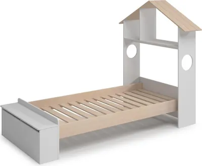 Immagine prodotto di Calicosy - Letto 90x190 cm con testiera a forma di casa e mensole - AMAYA
