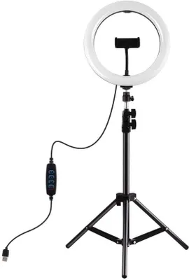 Immagine prodotto di Ibenzoa® Anello luminoso da 10 pollici per trucco, video e selfie – 3 modalità di illuminazione, 10 livelli di luminosità, 2800–5600K, regolabile, altezza regolabile fino a 29 pollici, telecomando
