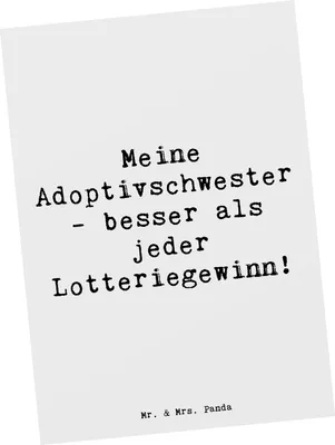 Produktbild von Mr. & Mrs. Panda Postkarte Spruch Adoptivschwester Wunder - Weiß - Geschenk, Adoption, Glück, Ansichtskarten, Geschwisterliebe, Segen, einzelkarte, Postkarten, Familie