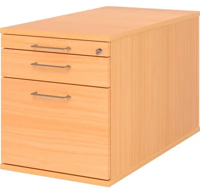 Produktbild von Rollcontainer 80cm 1 Schub 1 Hängeregistratur Schloss Bügelgriff Buche