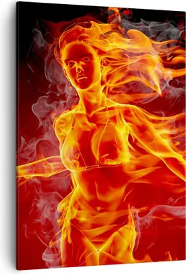 Produktbild von Bild auf Leinwand - Leinwandbild - Einteilig - Frau Flammen Illustration - 50x70cm - Wand Bild - Wanddeko - Wandbilder - Leinwanddruck - Wanddekoration - Leinwand bilder - Wandbild - PA50x70-0222