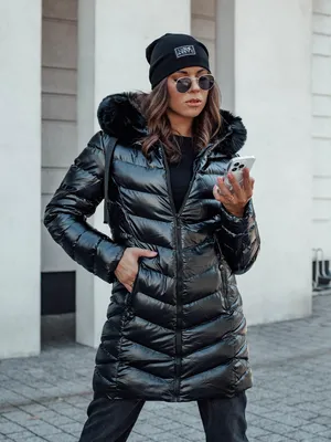 Immagine prodotto di Giacca invernale trapuntata da donna con cappuccio CRYSTAL nero L