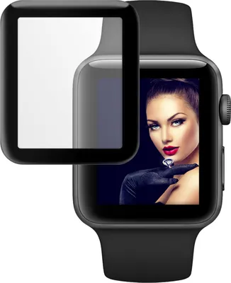 Produktbild von mtb more energy® Gewölbtes 3D Schutzglas für Apple Watch 3 (38 mm) | schwarz | komplette Display Abdeckung | Curved Tempered Glass Hartglas Glasfolie Schutzfolie