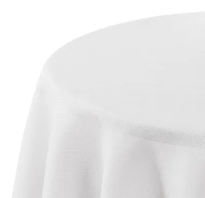 Produktbild von Tischdecke Leinenoptik Ø 140 cm Wasserabweisend Abwaschbar Rund Weiß