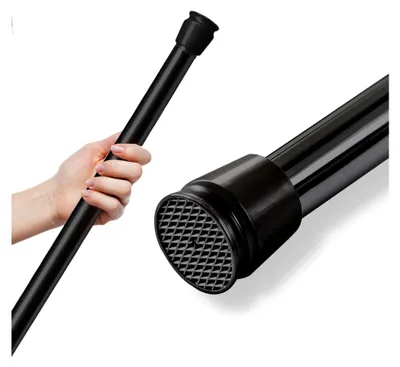 Produktbild von Teleskopstange ohne Bohren, Duschvorhangstange Klemmstange Vorhangstange Duschstange Kleiderstange ausziehbar (schwarz - glänzend 111-200 cm)