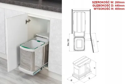 Image de Starax Poubelle Inox Organiseur 16L+1L S-2395-G