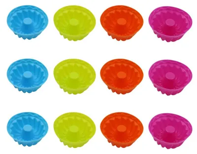 12 Silikon-Mini-Backformen, wiederverwendbar, für Muffins & Kuchen