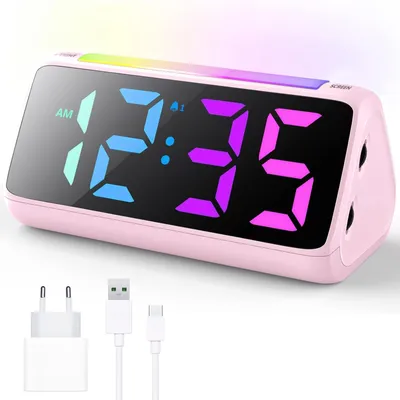 Kinderwecker mit LED-Display, 2 Alarme, Schlummerfunktion, dimmbar