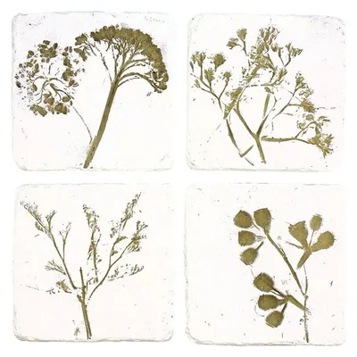 Productafbeelding van Meander onderzetter, bloemenreliëf, zwart, afmetingen 9,8 x 0,7 x 9,8 cm