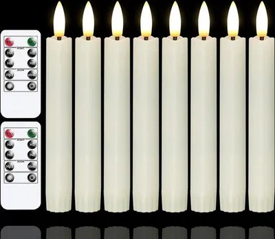 Obrázek produktu pro LED světelné řetězy 16 cm, bezplamenné, blikající LED na baterie s dálkovým ovládáním – sada 8 kusů