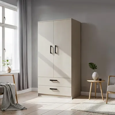 Produktbild von Masseno Drehtürenschrank DOVI 90/180/50 cm 2-türig Schlafzimmer Schrank Kleiderschrank Kaschmir