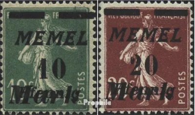Produktbild von Briefmarken Memelgebiet 1922 Mi 108-109 (kompl.Ausg.) mit Falz Aushilfsausgabe