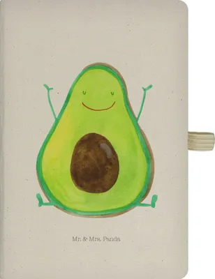Produktbild von Mr. & Mrs. Panda Kladde Avocado Glücklich - Transparent - Geschenk, notizbuch, Skizzenbuch, Chaos, Journal, Tagebuch, Frucht, Freude, Reisetagebuch