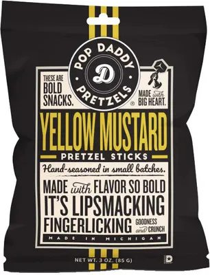 Produktbild von Pop Daddy Pretzels - Yellow Mustard Pretzel Sticks 85g