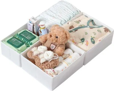 Zdjęcie produktu dla Zestaw 4 organizerów do szuflad, 50 x 58 cm, do szafy PAX, składane i stabilne, pojemniki na ubrania, białe