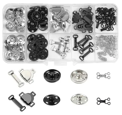 Haken- und Ösen-Set 100 Stück, schwarz/weiß, 1,7×1,3 cm